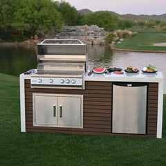 Classic Shiplap Outdoor Kitchen KoKoMo Grill with Waterfall Edge Kokomo Grills
