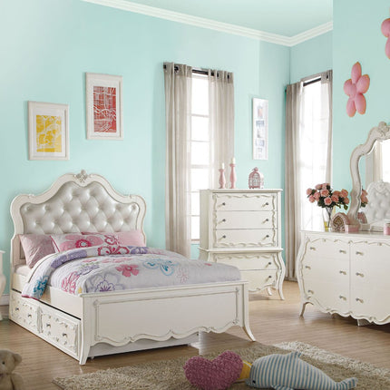 ACME 30505T Edalene Twin Bed, Pearl White (1Set/3Ctn)