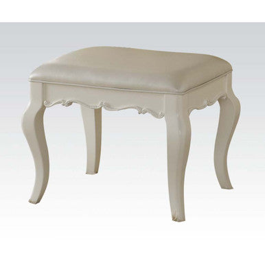 ACME 30519 Edalene Vanity Stool, Pearl White ACME Furniture