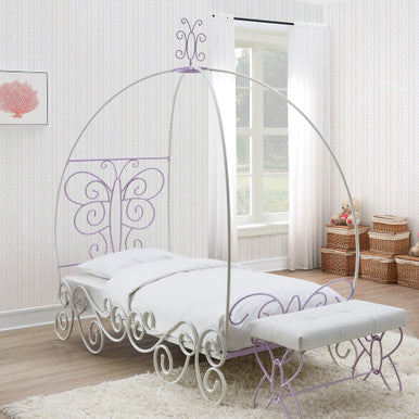 ACME 30530T Priya II Twin Bed with Canopy, White & Light Purple ACME Furniture
