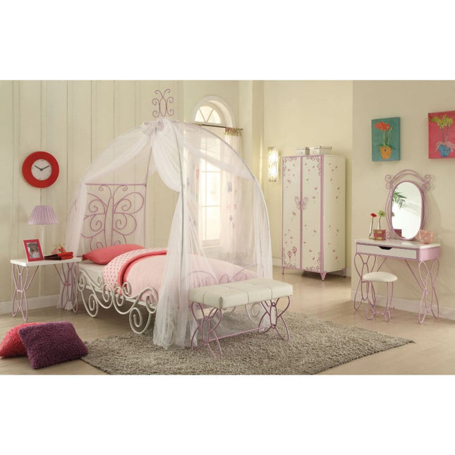 ACME 30535F Priya II Full Bed with Canopy, White & Light Purple