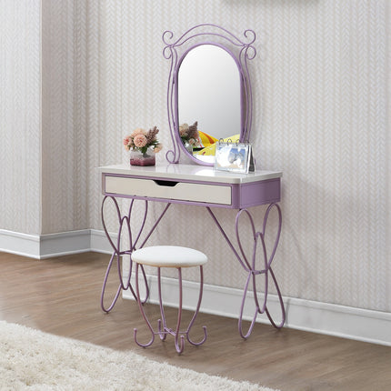 ACME 30539 Priya II Vanity Set, White & Light Purple