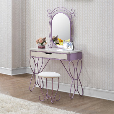 ACME 30539 Priya II Vanity Set, White & Light Purple ACME Furniture