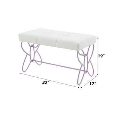 ACME 30542 Priya II Bench, White & Light Purple ACME Furniture