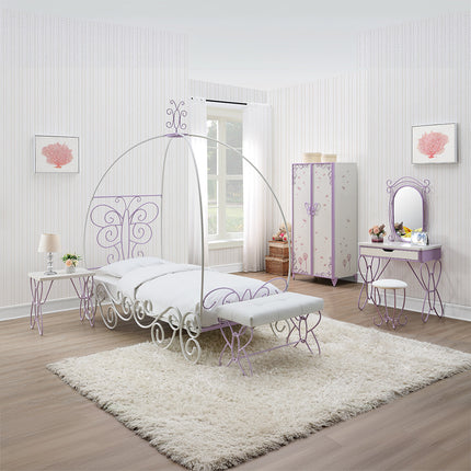 ACME 30542 Priya II Bench, White & Light Purple