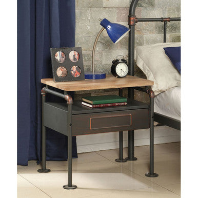 ACME 30737 Nicipolis Nightstand, Antique Oak & Sandy Gray ACME Furniture
