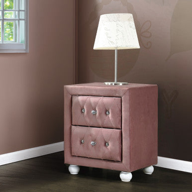 ACME 30823 Reggie Nightstand, Pink Fabric ACME Furniture