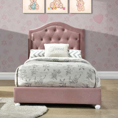ACME 30875F Reggie Full Bed, Pink Fabric ACME Furniture