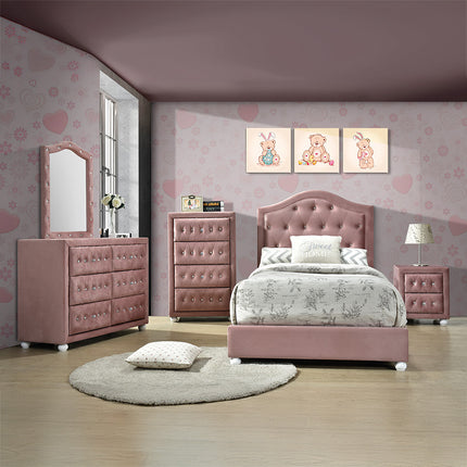 ACME 30875F Reggie Full Bed, Pink Fabric