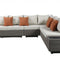 Beige Polyester Modular L Shaped Four Piece Standard With Console And Toss Pillows HomeRoots