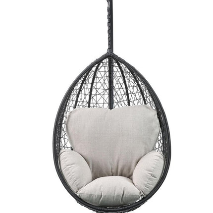 38" Black Metal Swing Chair With Beige Cushion HomeRoots