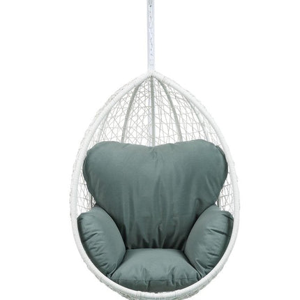 38" Black Metal Swing Chair With Beige Cushion HomeRoots