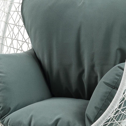38" Black Metal Swing Chair With Beige Cushion HomeRoots