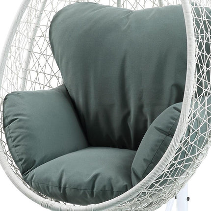 38" Black Metal Swing Chair With Beige Cushion HomeRoots