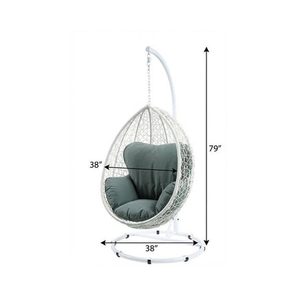 38" Black Metal Swing Chair With Beige Cushion HomeRoots