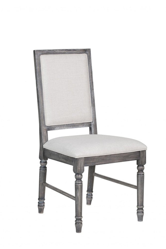 Set of Two Cream and Gray Upholstered Linen Dining Side Chairs HomeRoots
