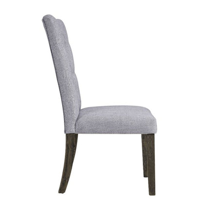 Set of Two Tufted Gray Upholstered Fabric Dining Side Chairs HomeRoots