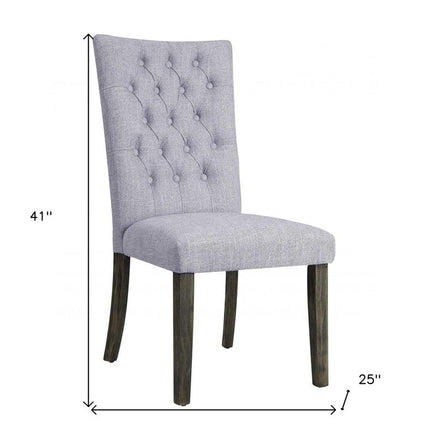 Set of Two Tufted Gray Upholstered Fabric Dining Side Chairs HomeRoots