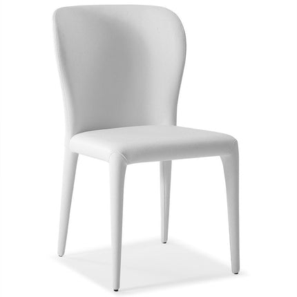 Set of Two White Upholstered Faux Leather Dining Side Chairs HomeRoots