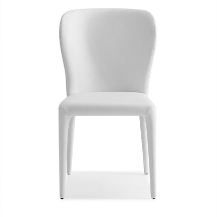 Set of Two White Upholstered Faux Leather Dining Side Chairs HomeRoots