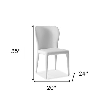 Set of Two White Upholstered Faux Leather Dining Side Chairs HomeRoots