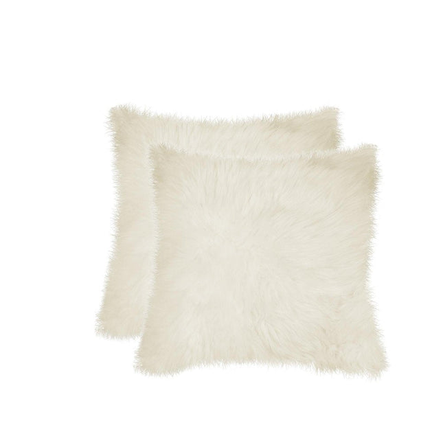 Set of Two 18" Natural Sheepskin Throw Pillows HomeRoots