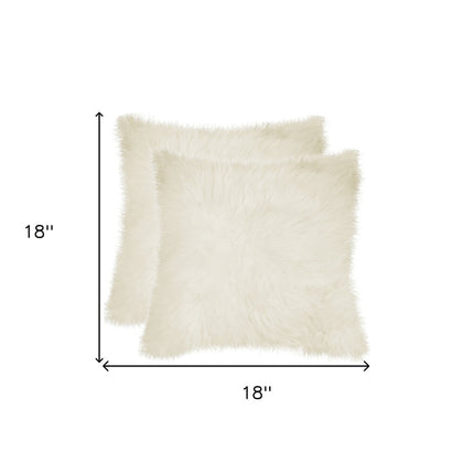 Set of Two 18" Natural Sheepskin Throw Pillows HomeRoots