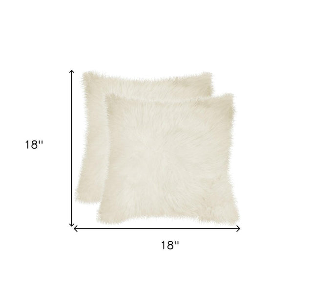 Set of Two 18" Natural Sheepskin Throw Pillows HomeRoots
