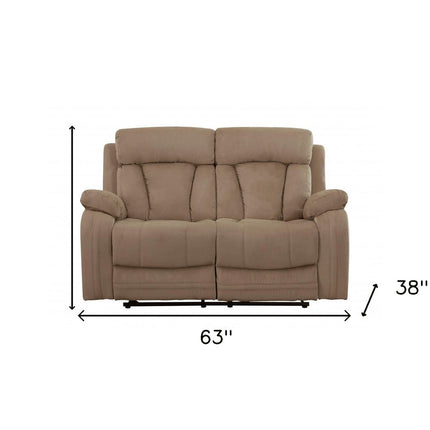 63" Beige Leather Match Recliner HomeRoots