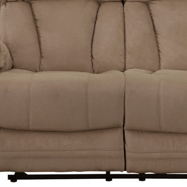 63" Beige Leather Match Recliner HomeRoots