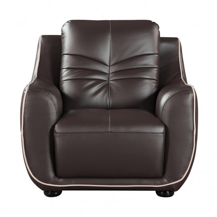 49" Brown Tufted Leather Match Club Chair HomeRoots