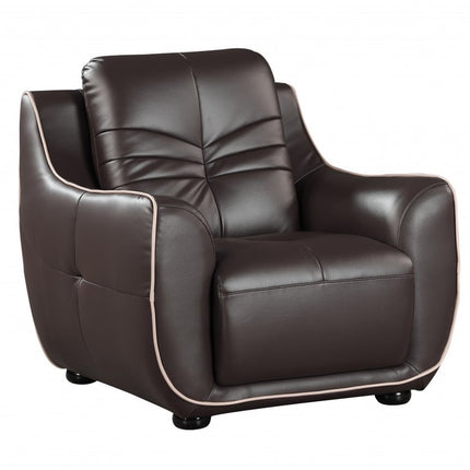 49" Brown Tufted Leather Match Club Chair HomeRoots