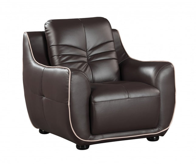 49" Brown Tufted Leather Match Club Chair HomeRoots
