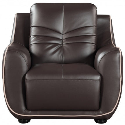 49" Brown Tufted Leather Match Club Chair HomeRoots