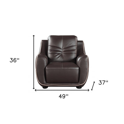 49" Brown Tufted Leather Match Club Chair HomeRoots