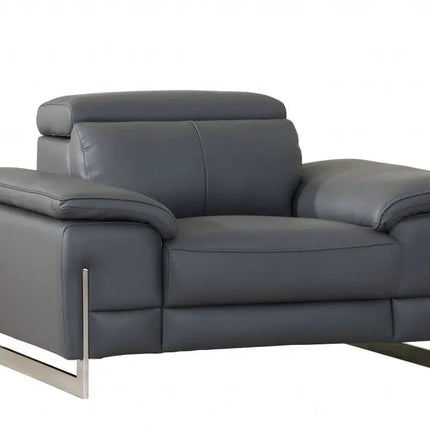 87" Gray And Silver Faux Leather Club Chair HomeRoots