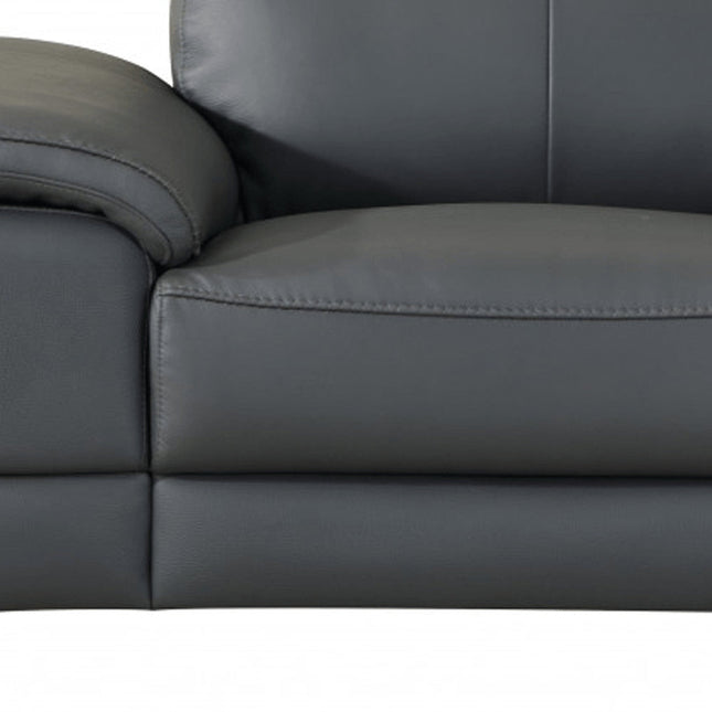 51" Dark Gray Faux Leather And Wood Club Chair HomeRoots