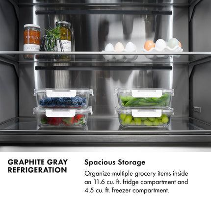 ZLINE Autograph Edition 36 in. 19.6 cu. ft. French Door Built-In Bottom Freezer Refrigerator with Water Dispenser and Ice Maker in White Matte with Graphite Gray Interior and Matte Black Accents (GRBIVZ-WM-36-MB)
