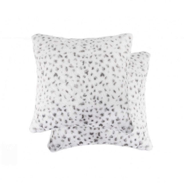 Set of Two 18" Brown and White Faux Fur Throw Pillow HomeRoots