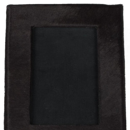 4" x 6" Black Cowhide Picture Frame with Mat HomeRoots