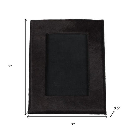 4" x 6" Black Cowhide Picture Frame with Mat HomeRoots