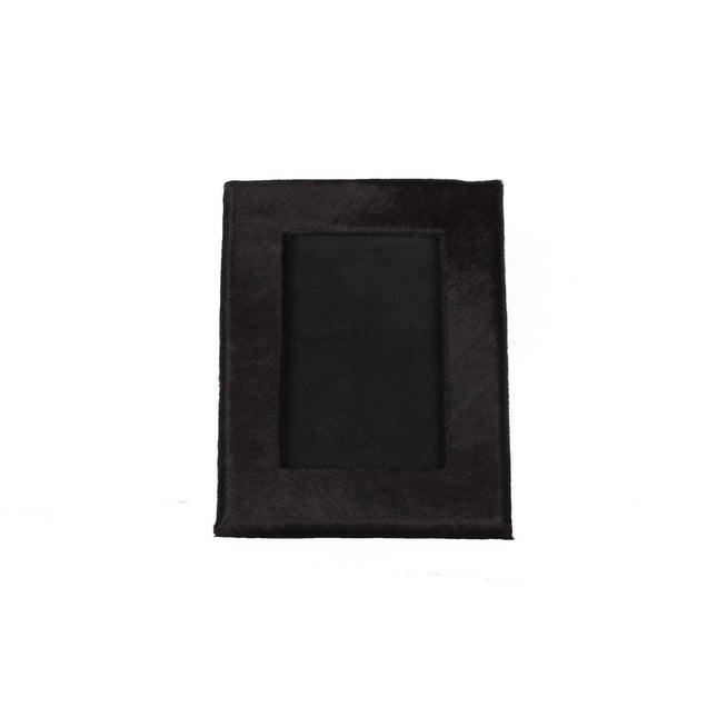 4" x 6" Black Cowhide Picture Frame with Mat HomeRoots