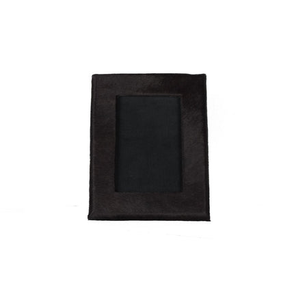 4" x 6" Black Cowhide Picture Frame with Mat HomeRoots