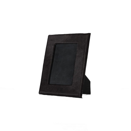 4" x 6" Black Cowhide Picture Frame with Mat HomeRoots