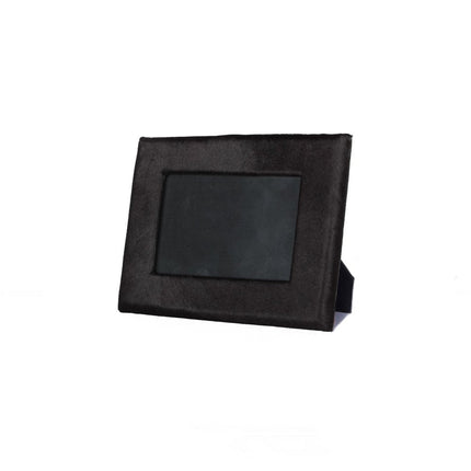 4" x 6" Black Cowhide Picture Frame with Mat HomeRoots