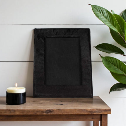 5" x 7" Black Cowhide Hanging & Tabletop Picture Frame with Mat HomeRoots