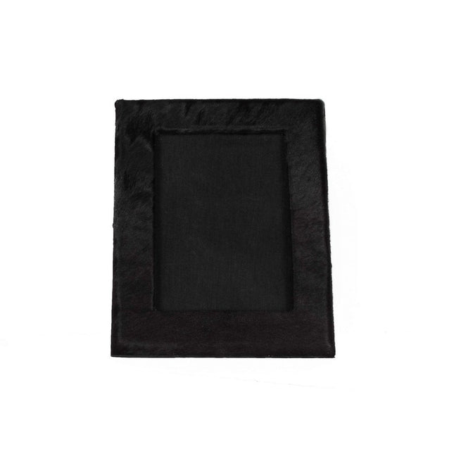 5" x 7" Black Cowhide Hanging & Tabletop Picture Frame with Mat HomeRoots