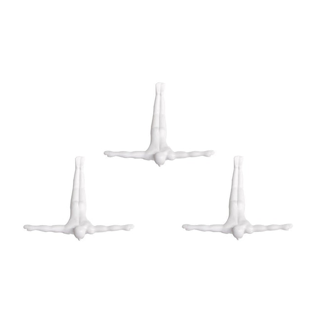 Set of Three White Resin Diving Man Hanging Dimensional Sculpture HomeRoots