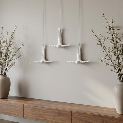 Set of Three White Resin Diving Man Hanging Dimensional Sculpture HomeRoots