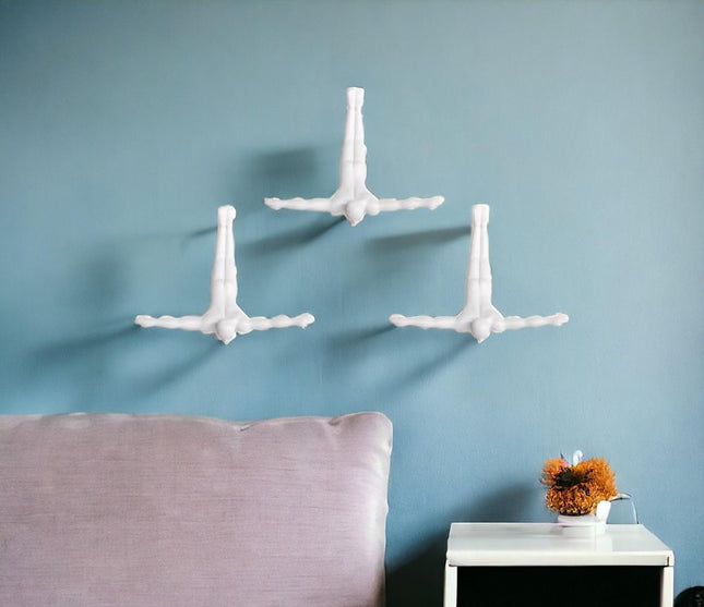 Set of Three White Resin Diving Man Hanging Dimensional Sculpture HomeRoots